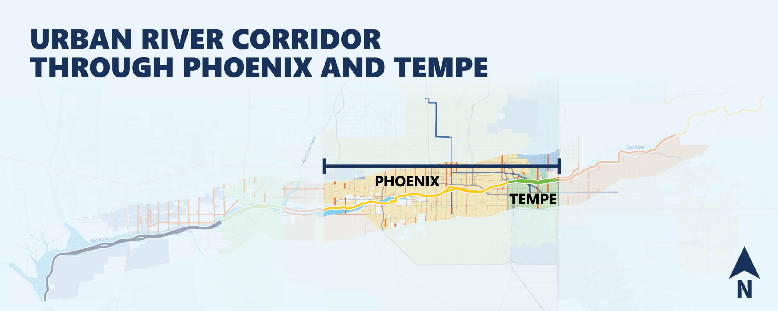 Map displaying corridor and surrounding cities.
